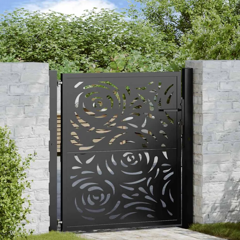 vidaXL Poort met vlamontwerp 100x100 cm staal zwart