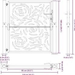 vidaXL Poort met vlamontwerp 100x100 cm staal zwart