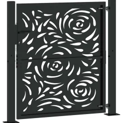 vidaXL Poort met vlamontwerp 100x100 cm staal zwart