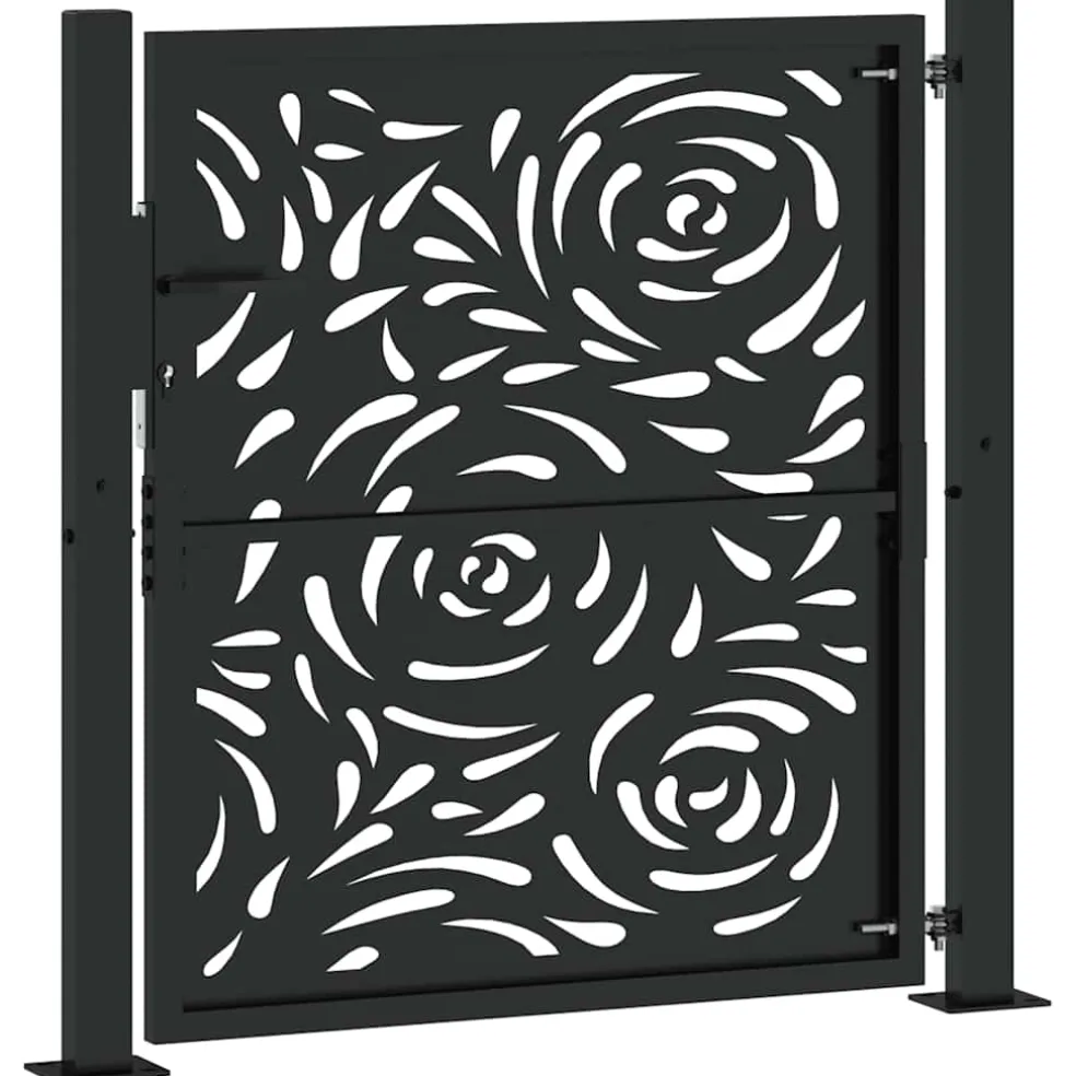 vidaXL Poort met vlamontwerp 100x100 cm staal zwart