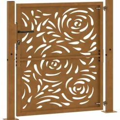 vidaXL Poort met vlamontwerp 100x100 cm weervast staal