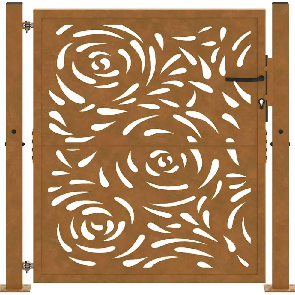 vidaXL Poort met vlamontwerp 100x100 cm weervast staal