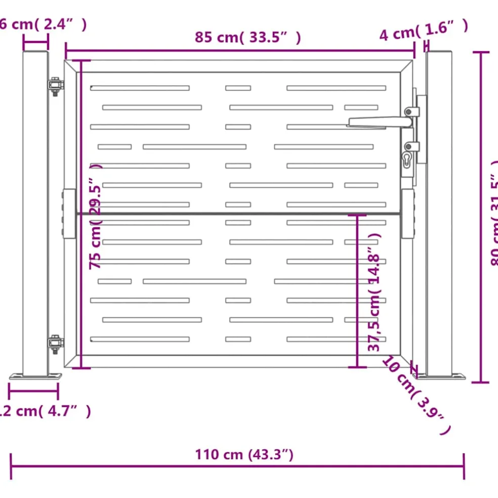 vidaXL Poort vierkant 100x75 cm cortenstaal