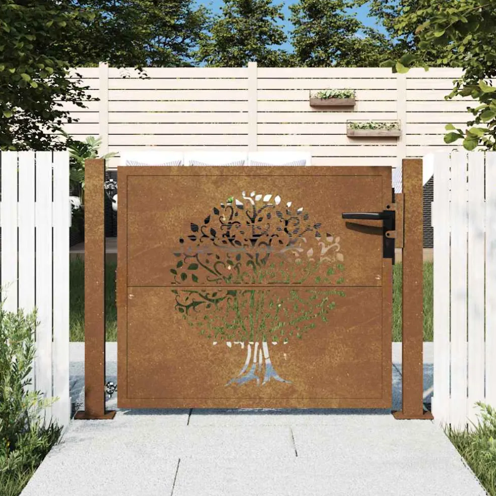 vidaXL Poort 100x75 cm boomontwerp cortenstaal