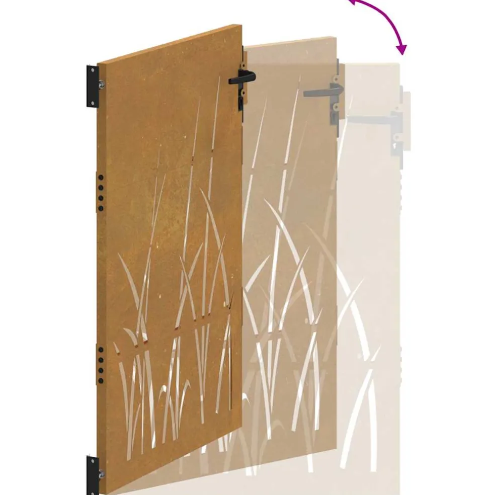 vidaXL Poort 85x125 cm grasontwerp cortenstaal