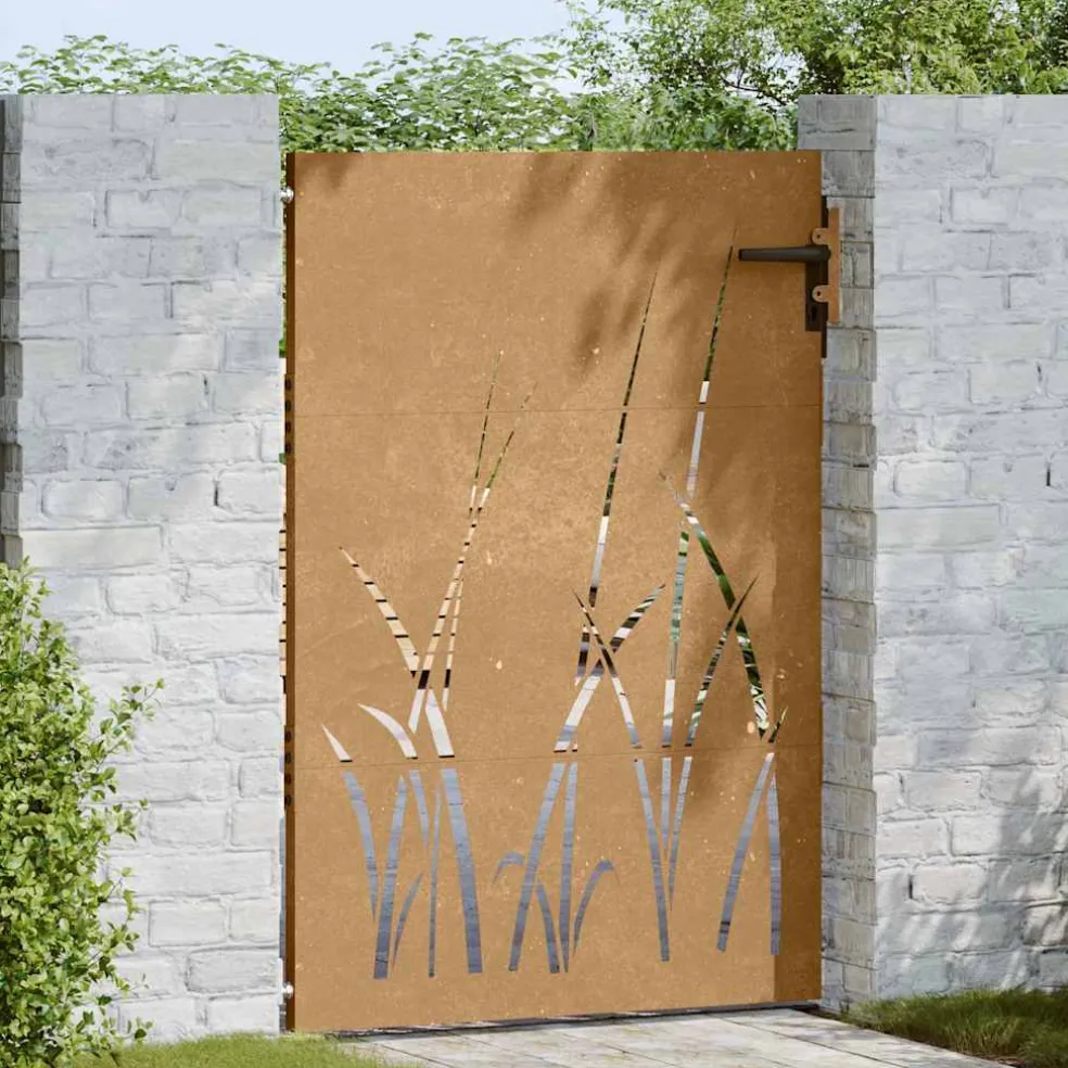 vidaXL Poort 85x125 cm grasontwerp cortenstaal