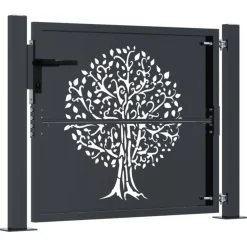 vidaXL Poort 100x75 cm met boomontwerp staal antracietkleurig