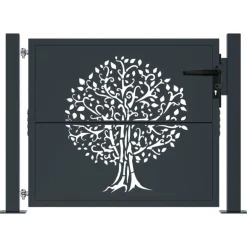 vidaXL Poort 100x75 cm met boomontwerp staal antracietkleurig