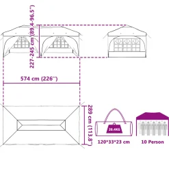vidaXL Pop-up partytent 575 x 288 x 245 cm Antraciet Oxford Stof