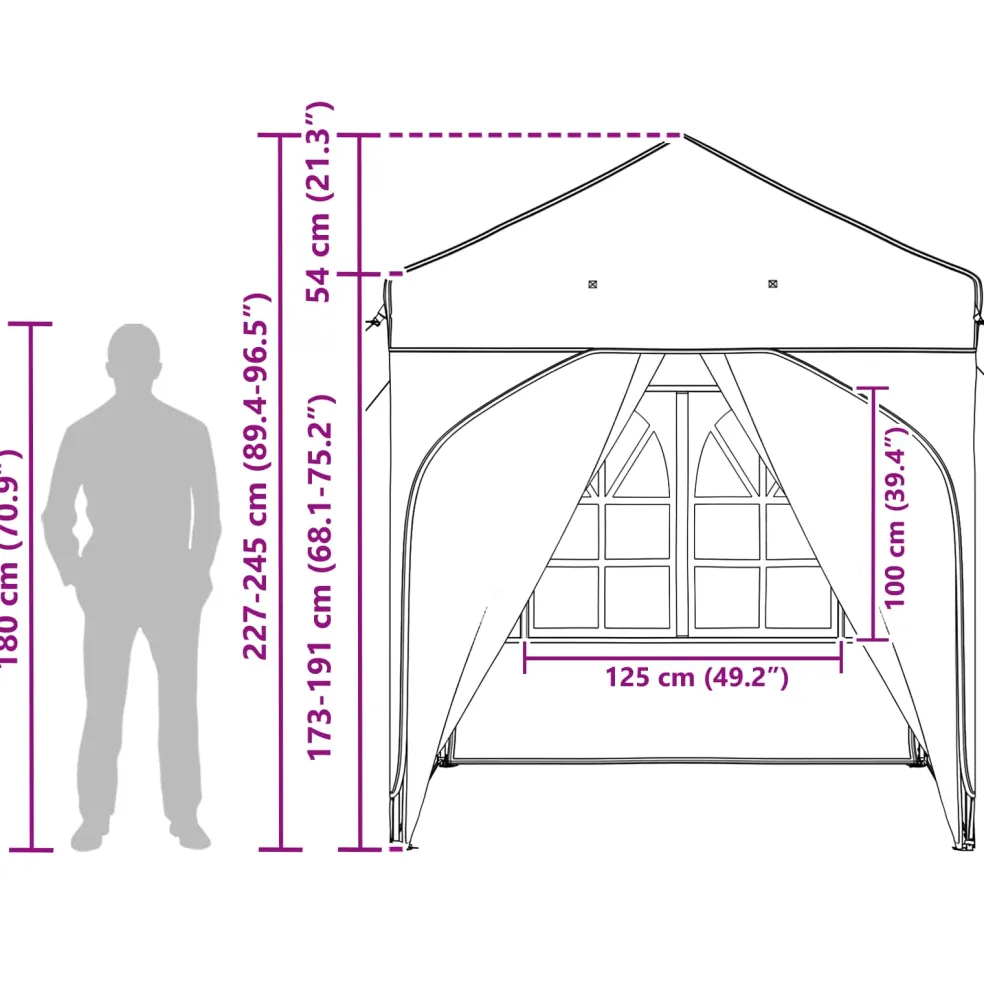 vidaXL Pop-up partytent 192 x 192 x 245 cm Antraciet