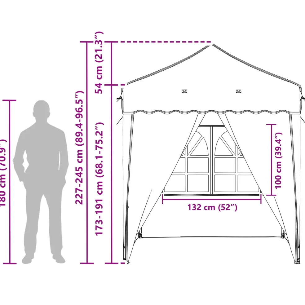 vidaXL Pop-up partytent 195 x 195 x 245 cm Bordeauxrood Oxford Stof