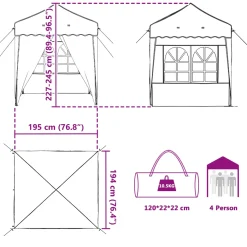 vidaXL Pop-up partytent 195 x 195 x 245 cm Bordeauxrood Oxford Stof