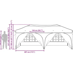 vidaXL Pop-up partytent 575 x 288 x 245 cm Bordeauxrood Oxford Stof