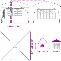 vidaXL Pop-up partytent 290 x 290 x 245 cm Crèmekleurig
