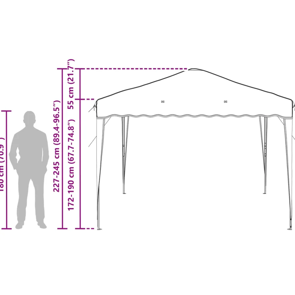 vidaXL Pop-up partytent 288 x 288 x 245 cm Crèmekleurig Oxford Stof