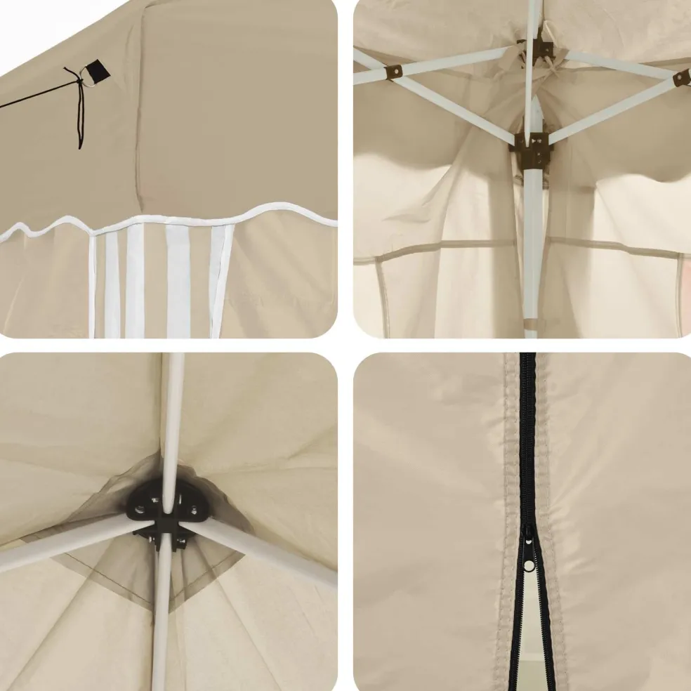 vidaXL Pop-up partytent 195 x 195 x 245 cm Crèmekleurig Oxford Stof