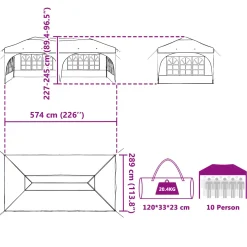 vidaXL Pop-up partytent 575 x 288 x 245 cm Groen Oxford Stof