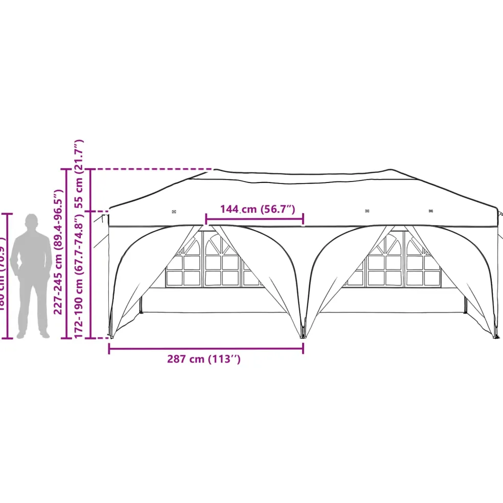 vidaXL Pop-up partytent 575 x 288 x 245 cm Oranje Oxford Stof