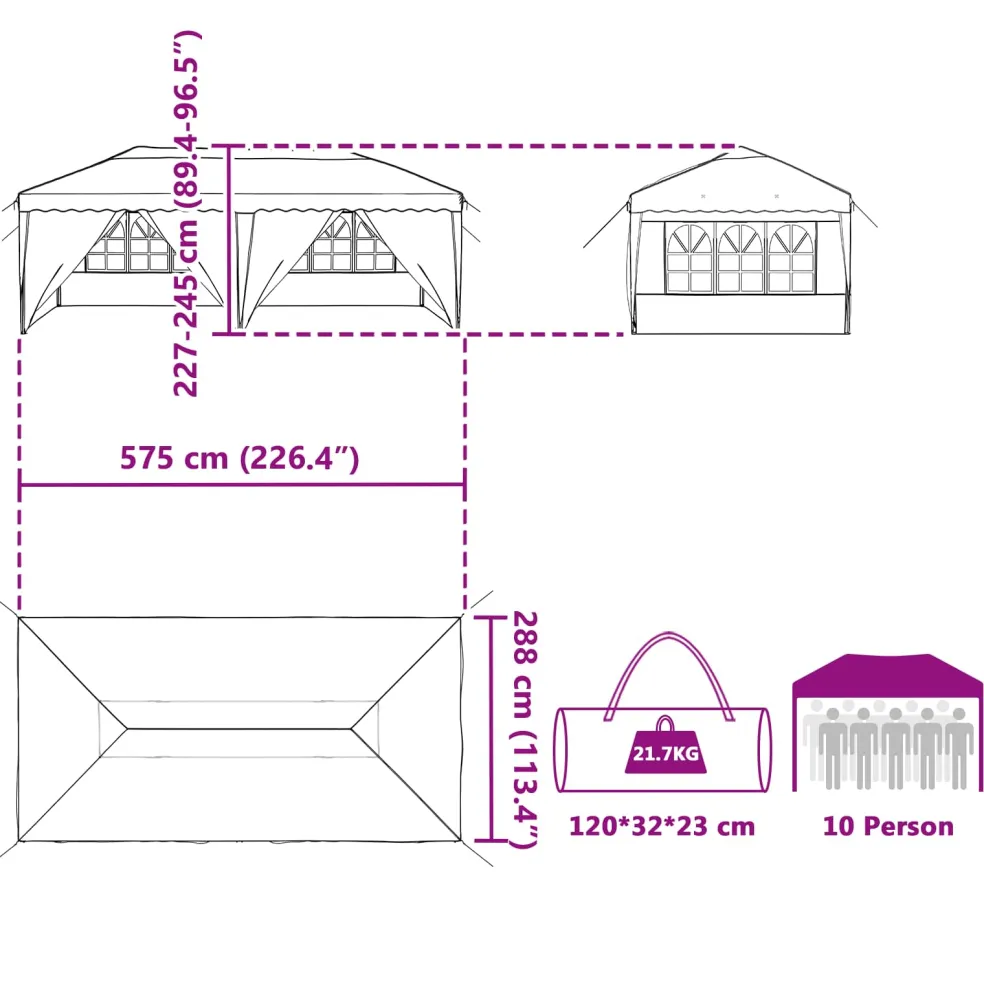 vidaXL Pop-up partytent 575 x 288 x 245 cm Terracotta