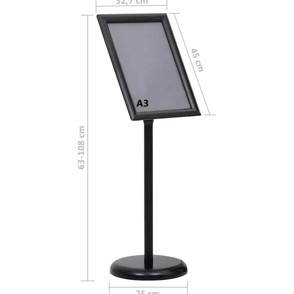 vidaXL Posterstandaard A3 aluminiumlegering zwart