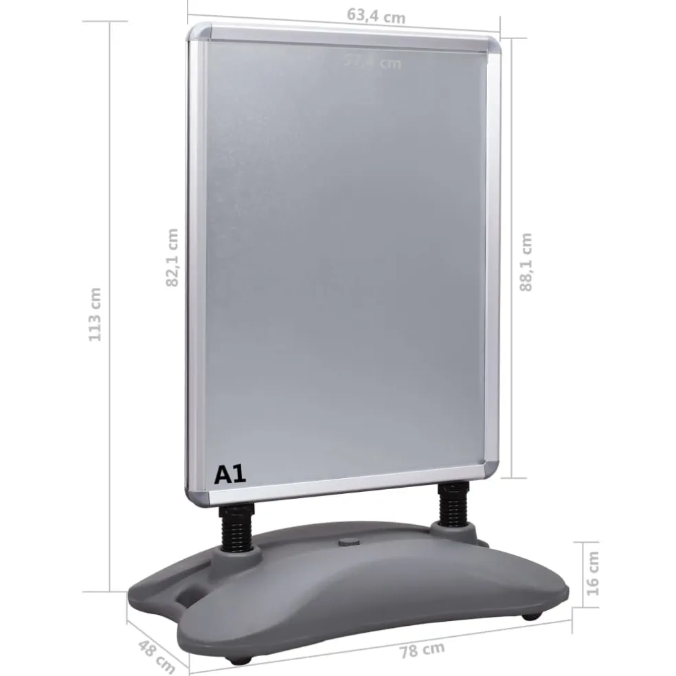 vidaXL Posterstandaard A1 waterdicht aluminiumlegering grijs
