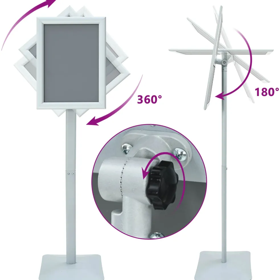 vidaXL Posterstandaard met voet 32,5 x 27 x 126 cm Gietijzer zilver