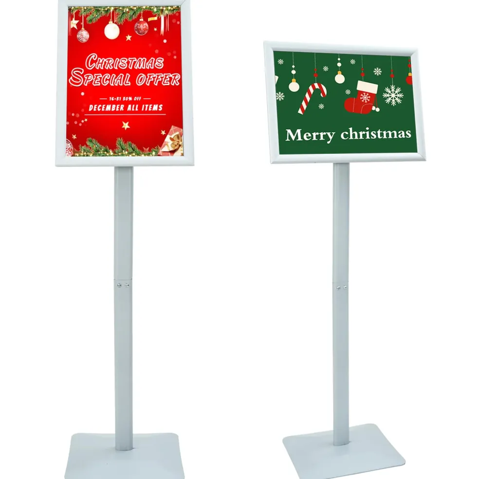 vidaXL Posterstandaard met voet 32,5 x 27 x 126 cm Gietijzer zilver