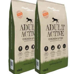 vidaXL Premium hondenvoer droog Adult Active Chicken & Fish (2 x 15 kg)