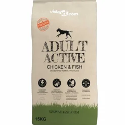 vidaXL Premium hondenvoer droog Adult Active Chicken & Fish (2 x 15 kg)
