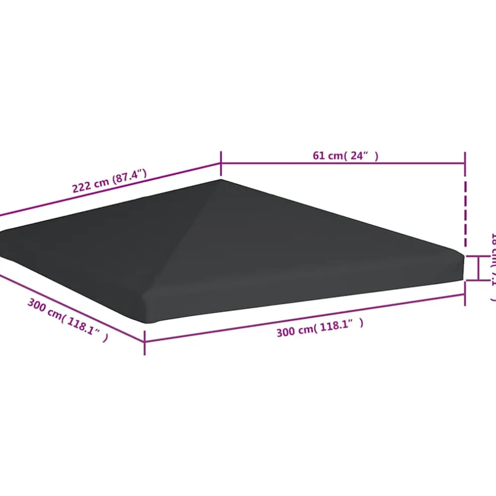 vidaXL Prieeldak 310 g/m² 3x3 m grijs