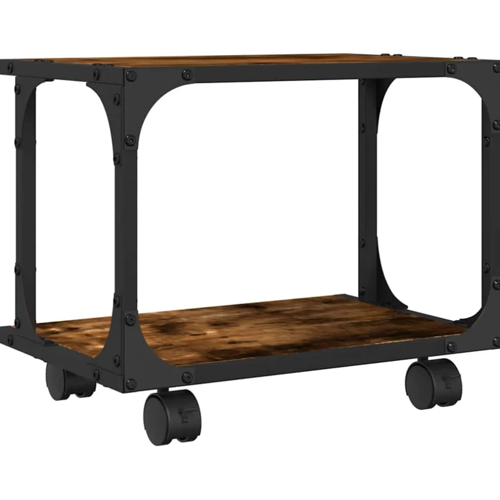 vidaXL Printerkastje 2-laags 41x28x33,5 cm bewerkt hout gerookt eiken