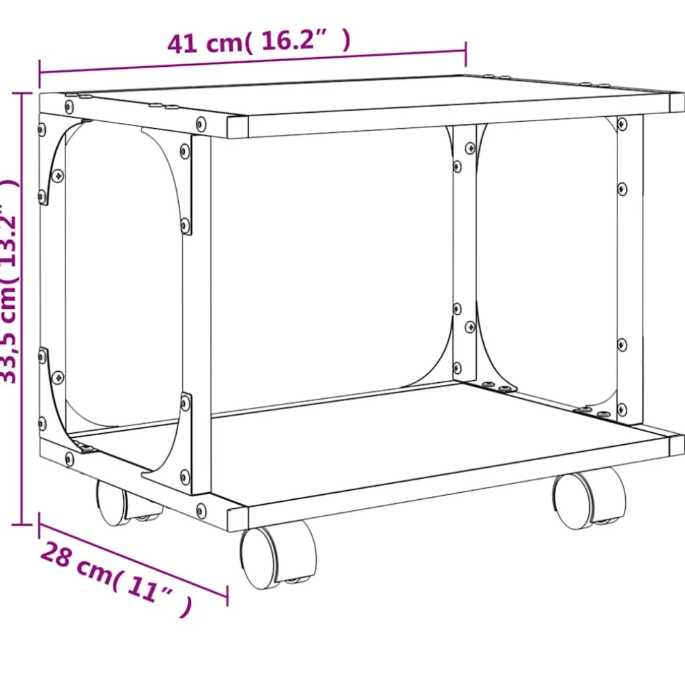 vidaXL Printerkastje 2-laags 41x28x33,5 cm bewerkt hout gerookt eiken