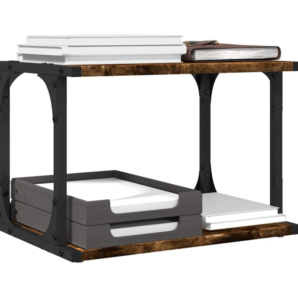 vidaXL Printerkastje 2-laags 41x28x33,5 cm bewerkt hout gerookt eiken