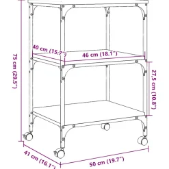 vidaXL Printerkastje 3-laags 50x41x75 cm bewerkt hout sonoma eiken