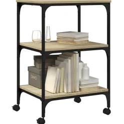 vidaXL Printerkastje 3-laags 50x41x75 cm bewerkt hout sonoma eiken