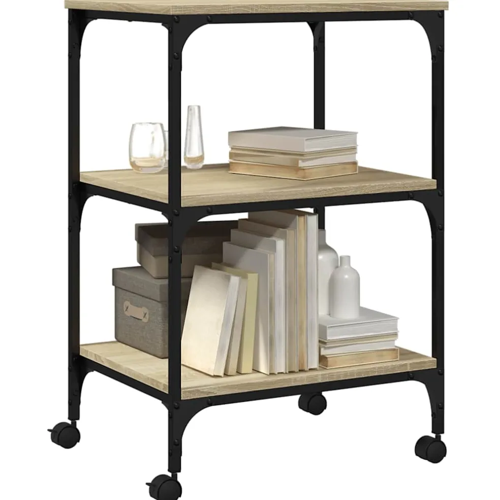 vidaXL Printerkastje 3-laags 50x41x75 cm bewerkt hout sonoma eiken