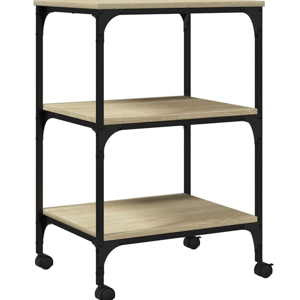 vidaXL Printerkastje 3-laags 50x41x75 cm bewerkt hout sonoma eiken