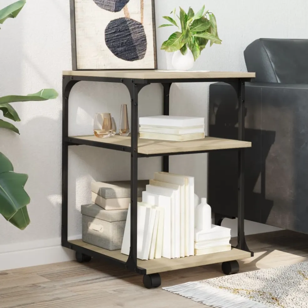 vidaXL Printerkastje 3-laags 43x48x64 cm bewerkt hout sonoma eiken