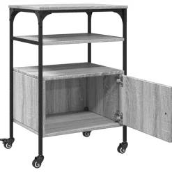 vidaXL Printerkastje 3-laags 50x40x76 cm bewerkt hout grijs sonoma