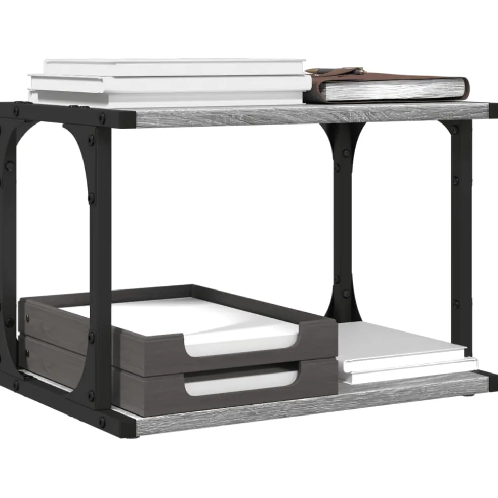 vidaXL Printerkastje 2-laags 41x28x33,5 cm bewerkt hout grijs sonoma