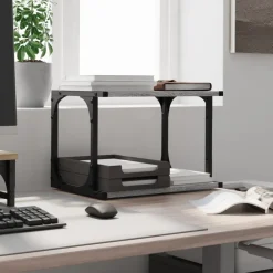 vidaXL Printerkastje 2-laags 41x28x33,5 cm bewerkt hout grijs sonoma