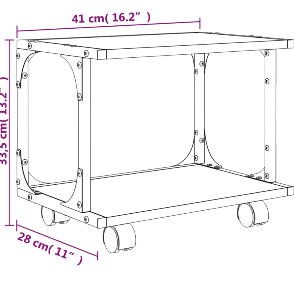 vidaXL Printerkastje 2-laags 41x28x33,5 cm bewerkt hout grijs sonoma