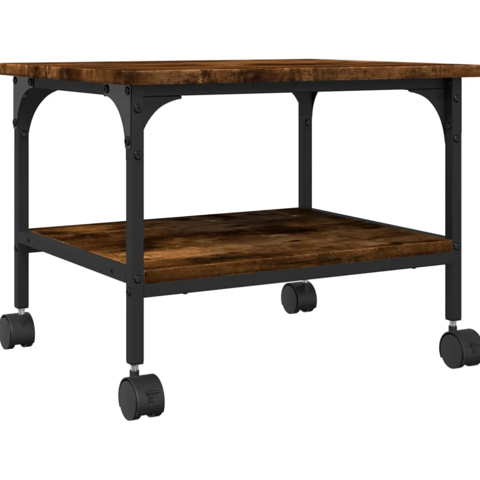 vidaXL Printerkastje 2-laags 50x40x38 cm bewerkt hout gerookt eiken