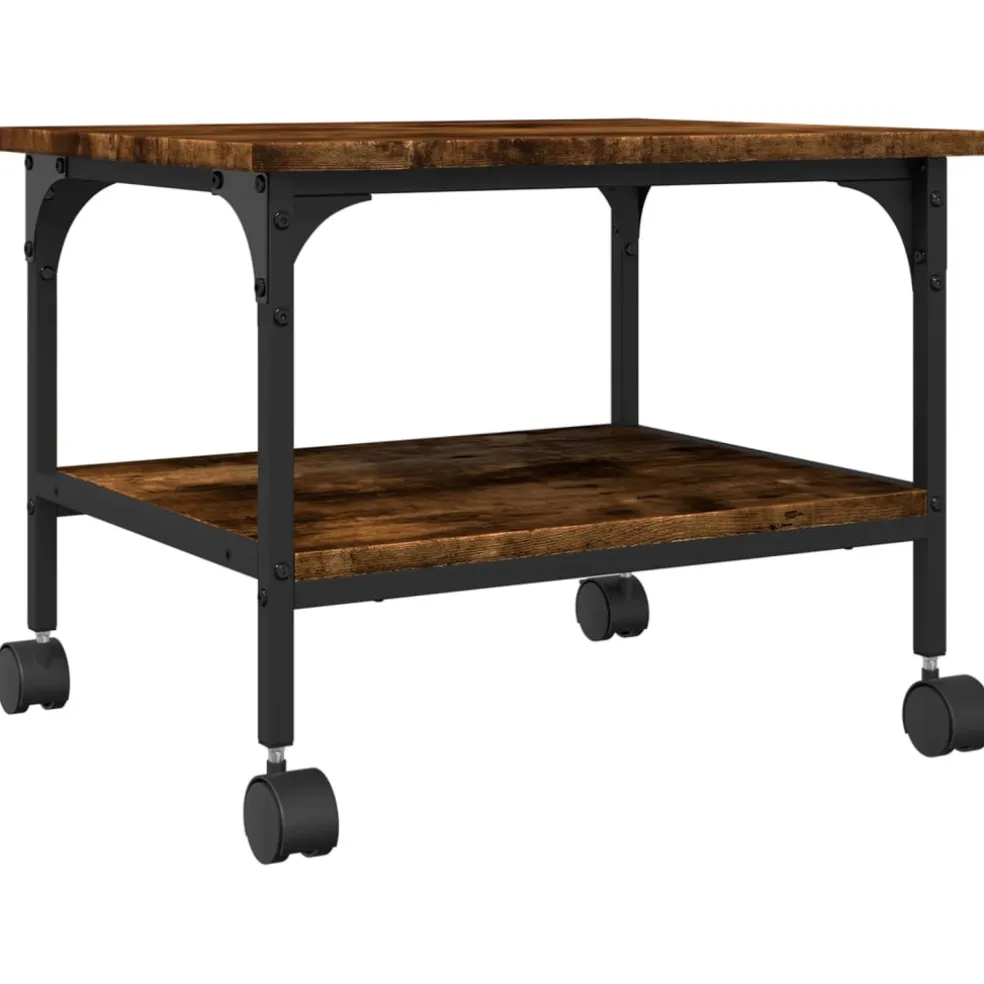 vidaXL Printerkastje 2-laags 50x40x38 cm bewerkt hout gerookt eiken