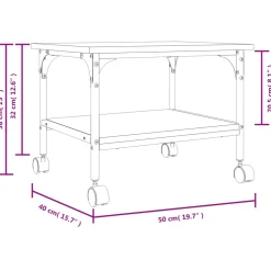 vidaXL Printerkastje 2-laags 50x40x38 cm bewerkt hout gerookt eiken
