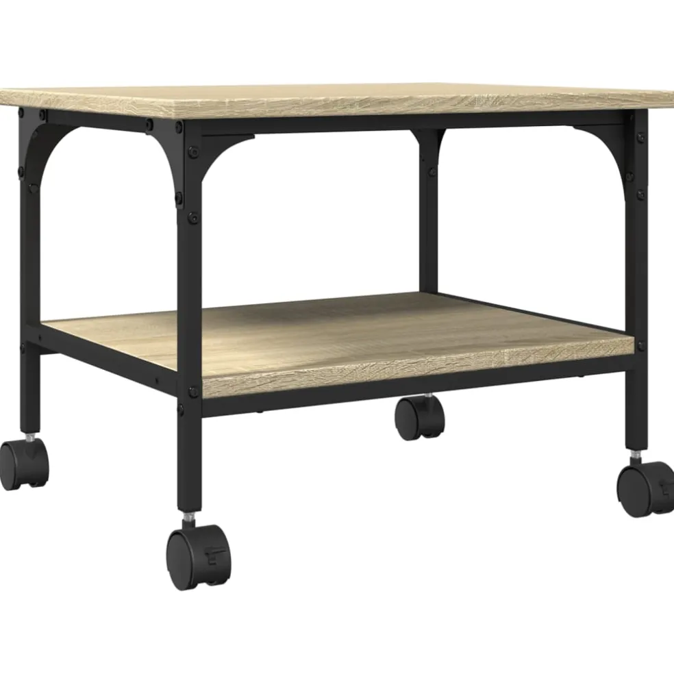 vidaXL Printerkastje 2-laags 50x40x38 cm bewerkt hout sonoma eiken