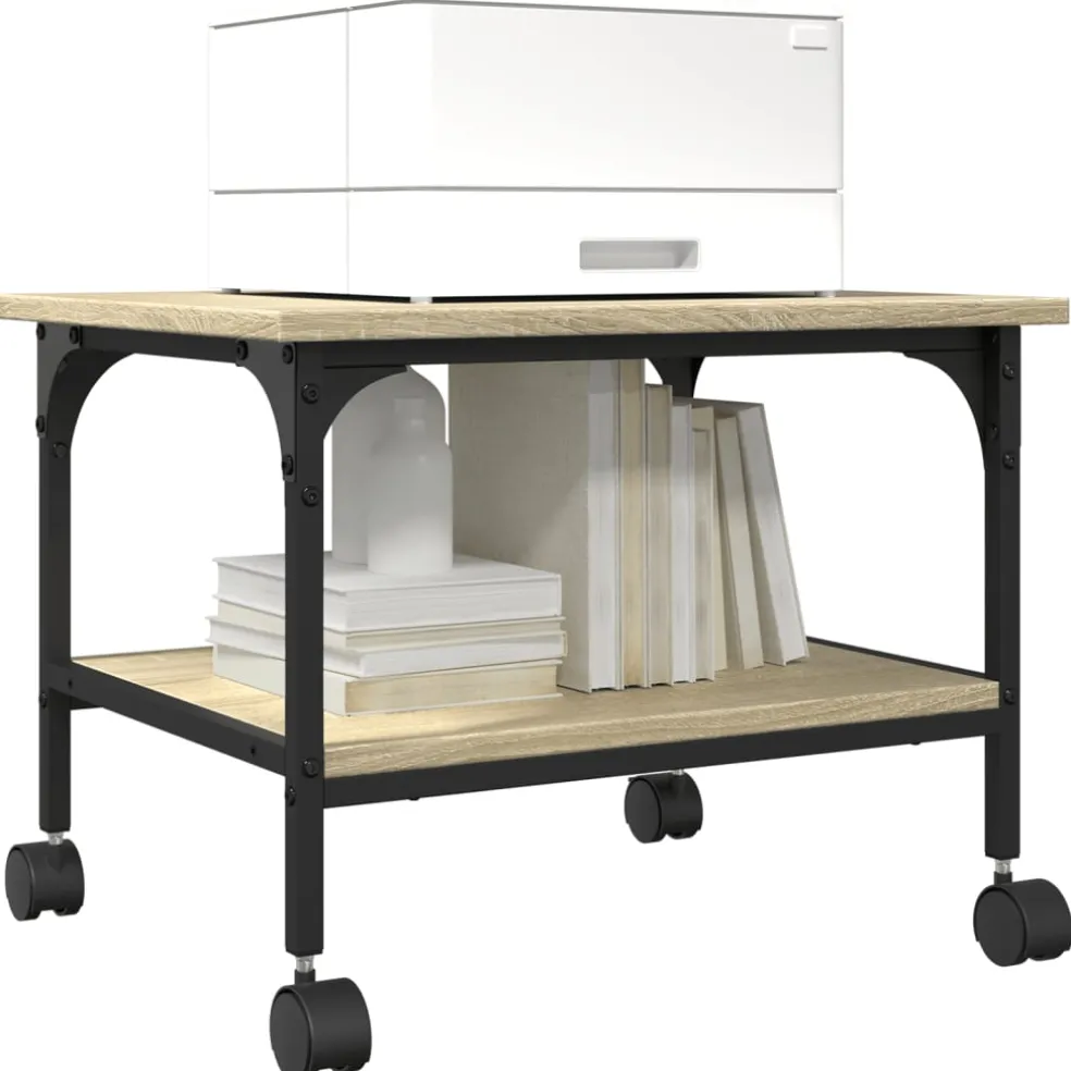 vidaXL Printerkastje 2-laags 50x40x38 cm bewerkt hout sonoma eiken