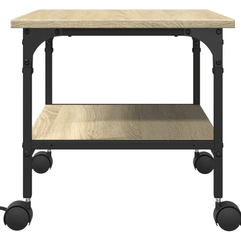 vidaXL Printerkastje 2-laags 50x40x38 cm bewerkt hout sonoma eiken