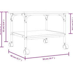vidaXL Printerkastje 2-laags 50x40x38 cm bewerkt hout zwart