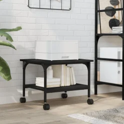 vidaXL Printerkastje 2-laags 50x40x38 cm bewerkt hout zwart